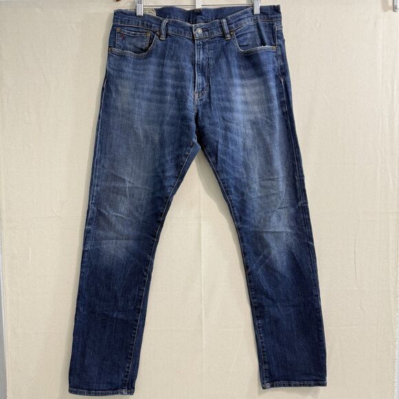 Polo Ralph Lauren Varick Slim Straight Stretch Denim Jeans Blue Men 36 x 32 - Picture 1 of 12